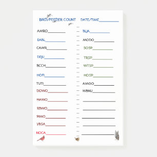 Feeder Watch-preprinted feeder birds Post-it Notes
