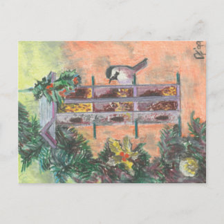 Feeding Birdie Holiday Postcard