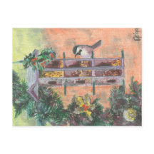 Feeding Birdie Holiday Postcard