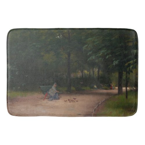 Feeding Birds in the Park by Paul Peel Bath Mat