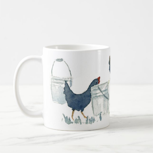 Feeding Chickens Coffee Mug (Left)