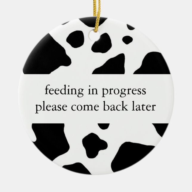 Feeding in progress door hanger ceramic ornament (Front)