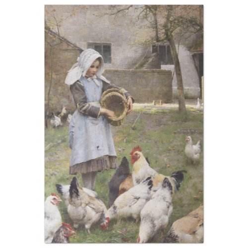 Feeding the Chickens by Walter Frederick Osborne Tissue Paper