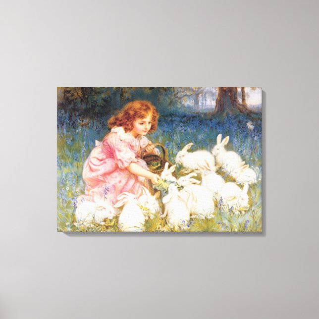 Feeding the Rabbits Canvas Print (Front)