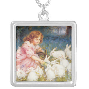 Feeding the Rabbits Silver Plated Necklace