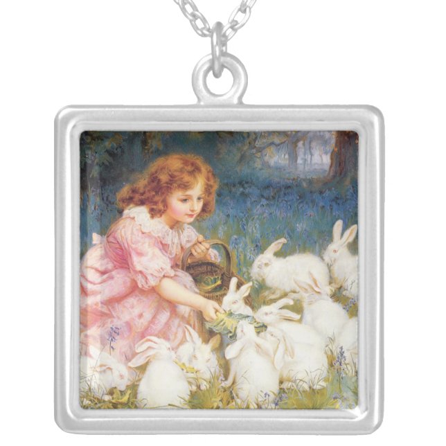 Feeding the Rabbits Silver Plated Necklace (Front)