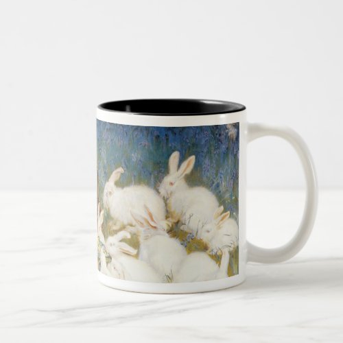 Feeding the Rabbits Two_Tone Coffee Mug