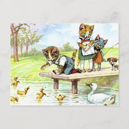 Feedinmg the Ducks Postcard