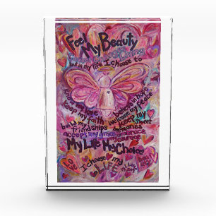 Feel Beauty Pink Cancer Angel Poem Paperweight Award