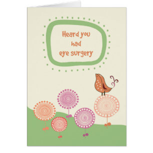 Feel Better Eye Surgery Cute Bird on Flower Cards