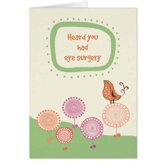 Feel Better Eye Surgery Cute Bird on Flower Cards (Front)