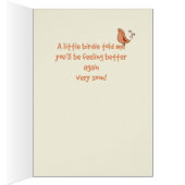 Feel Better Eye Surgery Cute Bird on Flower Cards (Inside (Right))