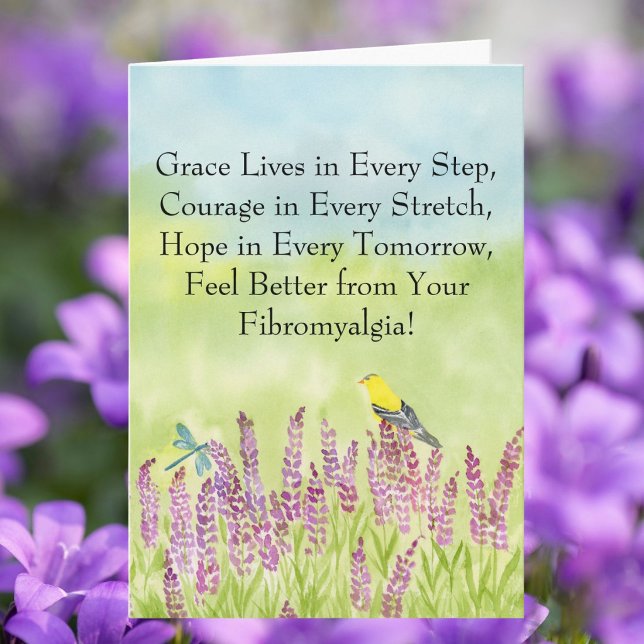 Feel Better Fibromyalgia Gold Finch With Lavender Card (Creator Uploaded)