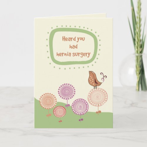 Feel Better Get Well after Hernia Surgery Bird Card