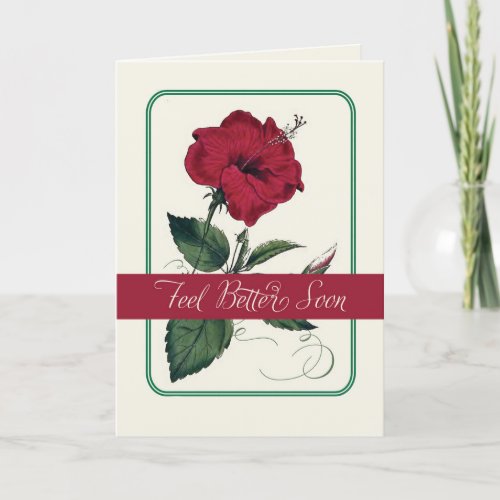 Feel Better Red Hibiscus Flower Religious Holiday Card