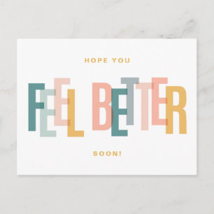 Feel Better Soon, colorful get well postcard