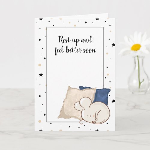 Feel Better Soon Cute Little Sleeping Mouse Card