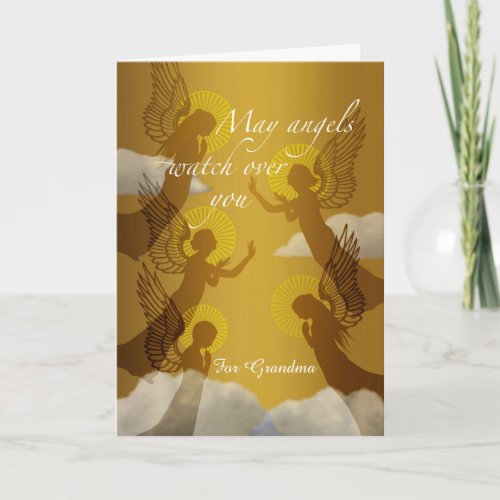 Feel Better Soon for Grandma with Angels Praying Card