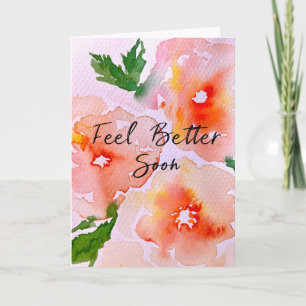 Feel better Soon Get Well Watercolor Floral Card