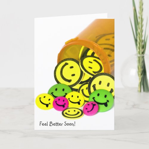 Feel Better Soon Happy Face Pills Card