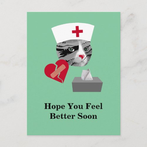 Feel Better Soon Nurse Cat Postcard