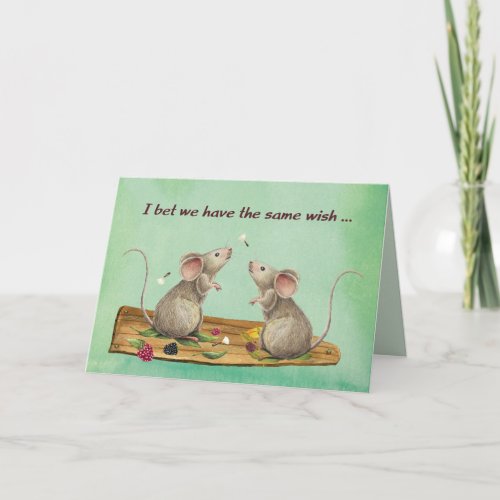 Feel Better Two Mice on Wood Log with Leaves Card