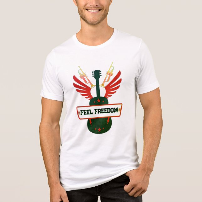 Feel Freedom Music T-Shirt | Freefit Unisex Trible Tri-Blend Shirt (Front)