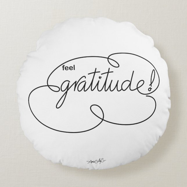 feel GRATITUDE - Bold CloudS Round Pillow (Front)
