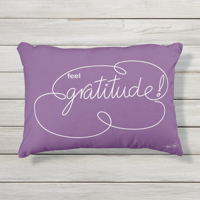 feel GRATITUDE - Bold CloudS - W Outdoor Pillow (Front)
