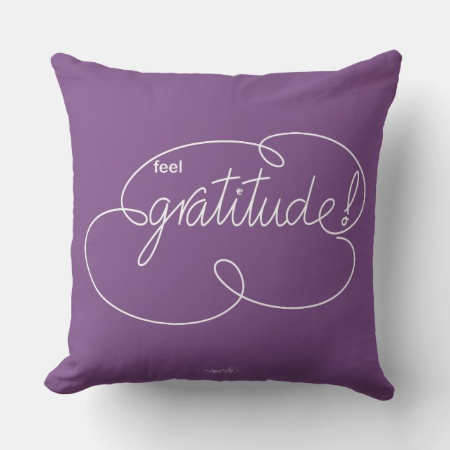 feel GRATITUDE - Bold CloudS - W Throw Pillow (Front)