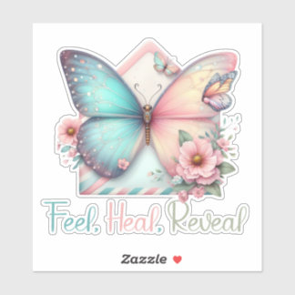 Feel Heal Reveal Mental Health Floral Butterfly  Sticker