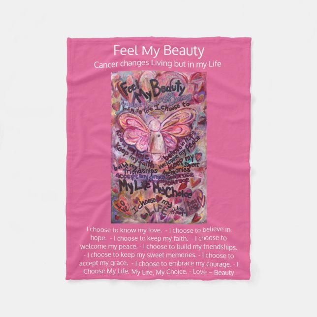 Feel My Beauty Cancer Poem Pink Angel Soft Blanket (Front)