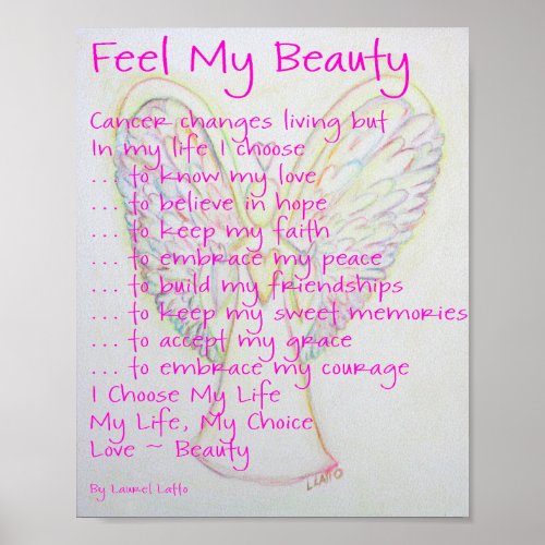 Feel My Beauty Cancer Poem Poster Print