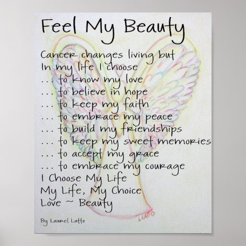 Feel My Beauty Cancer Poem Poster Print