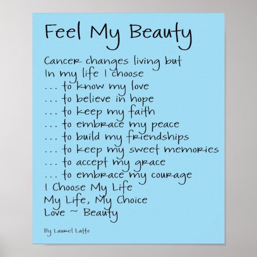 Feel My Beauty Cancer Poem Text Poster