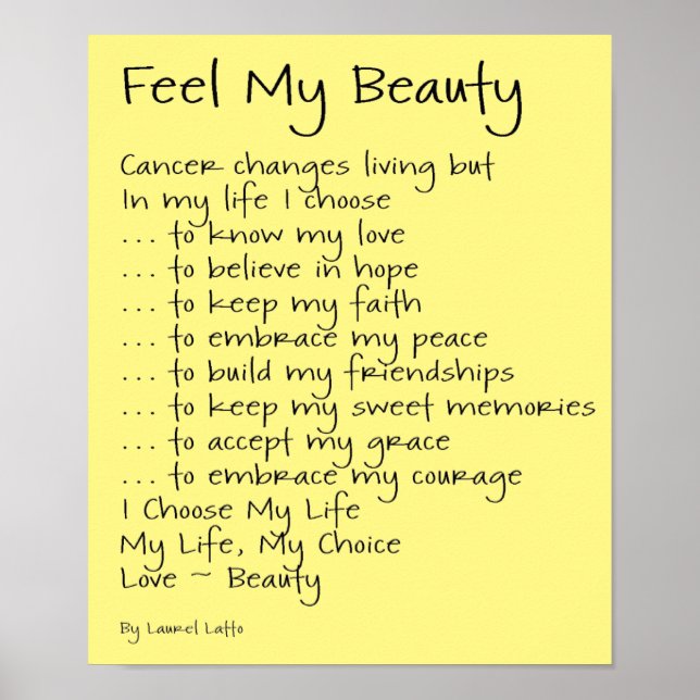 Feel My Beauty Cancer Poem Text Poster (Front)