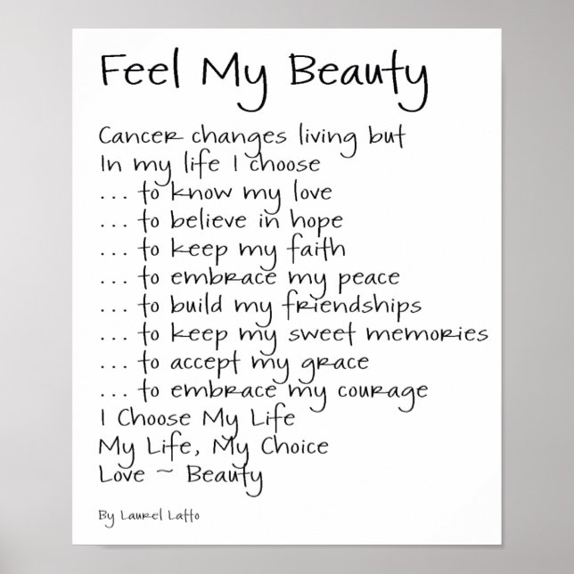 Feel My Beauty Cancer Poem Text Poster (Front)