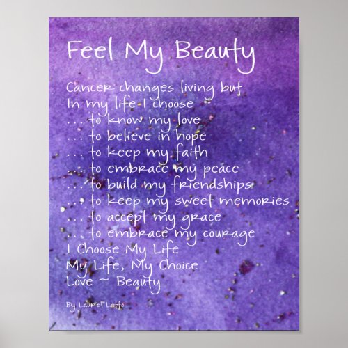 Feel My Beauty Cancer Poem Text Poster