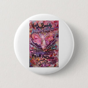 Feel My Beauty Pink Cancer Angel Button