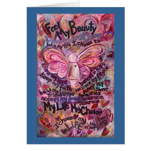 Feel My Beauty Pink Cancer Angel Card (Front)