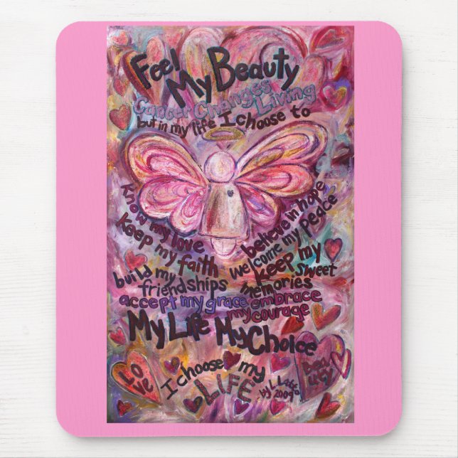 Feel My Beauty Pink Cancer Angel Mousepad (Front)