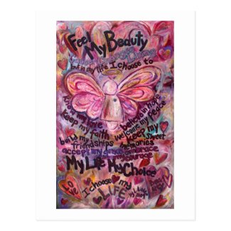 Feel My Beauty Pink Cancer Angel Postcard