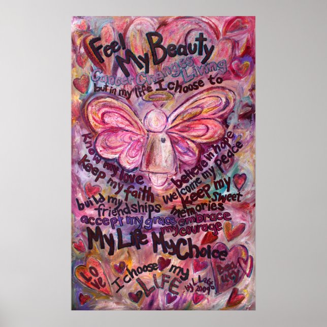 Feel My Beauty Pink Cancer Angel Poster (Front)