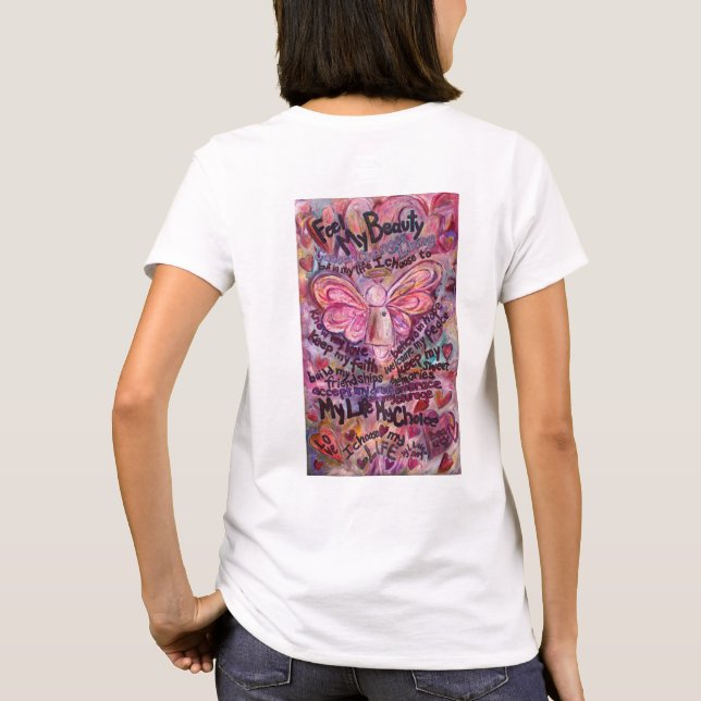 Feel My Beauty Pink Cancer Angel T-Shirt (Back)