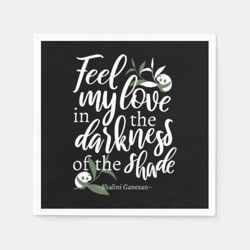 Feel My Love Quotes with Cute Little Pandas Art  Napkins