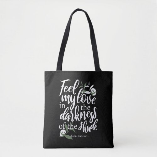 Feel My Love Quotes with Cute Little Pandas Art  Tote Bag