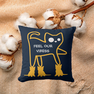 Feel Our Vibes Funny Cats Cute Cool Personalized Throw Pillow