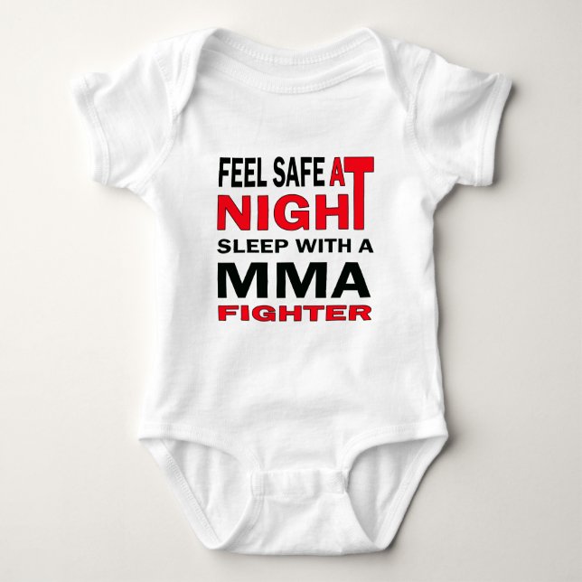 Feel safe at night sleep with a MMA fighter Baby Bodysuit (Front)