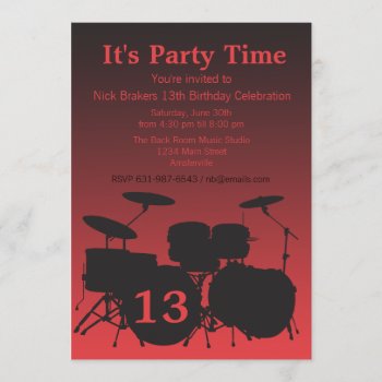Feel The Beat Drum Invitation by PixiePrints at Zazzle