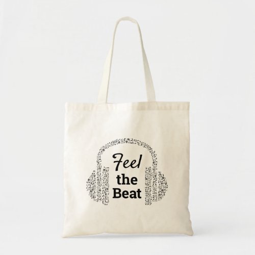 Feel the beat music headphones modern tote bag